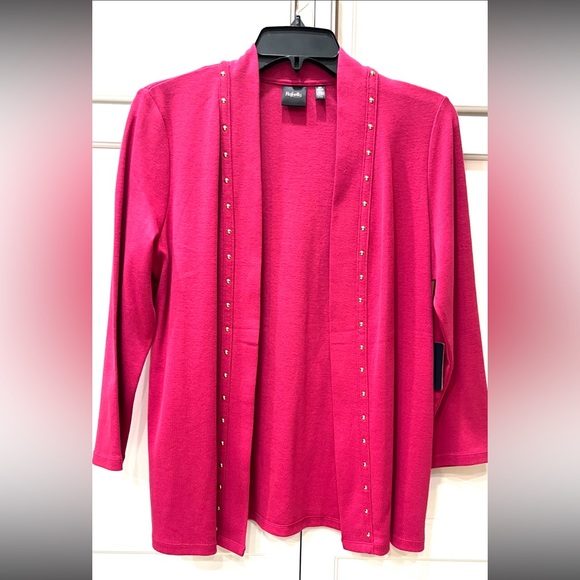 Sweater Raspberry Pink Rafaella with Studs Top Small Petite - Picture 3 of 9